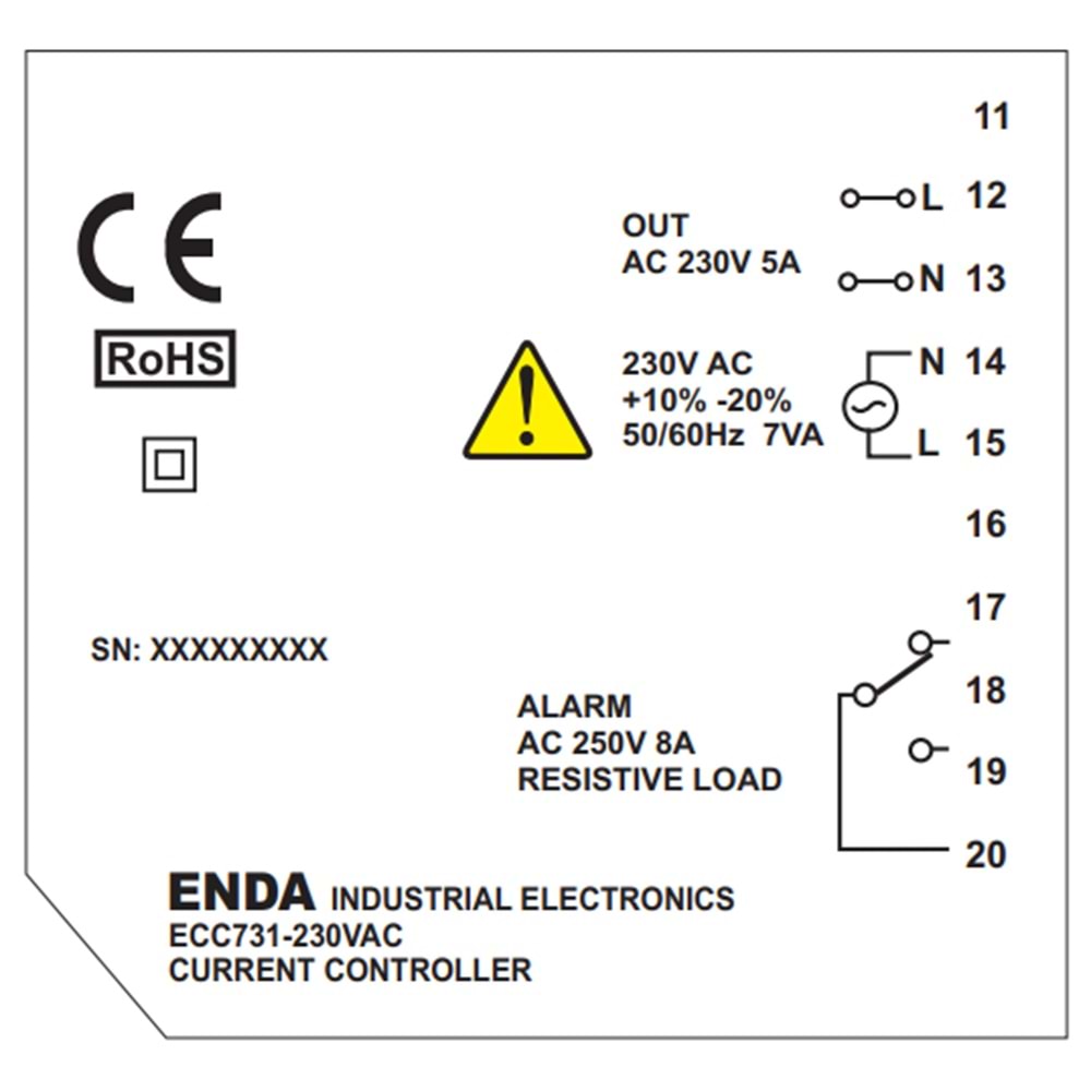 Enda ECC731-230V,72x72 220vac Akım Kontrol