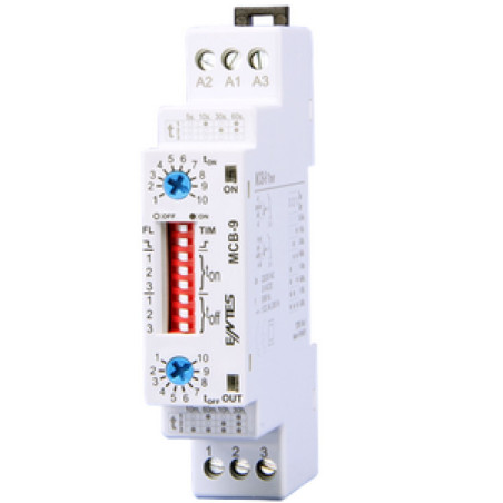 Entes MCB-9 ,Ray Dın,Besleme 12v..220vac dc,Kontak-1A1K,Multi Zaman Röle