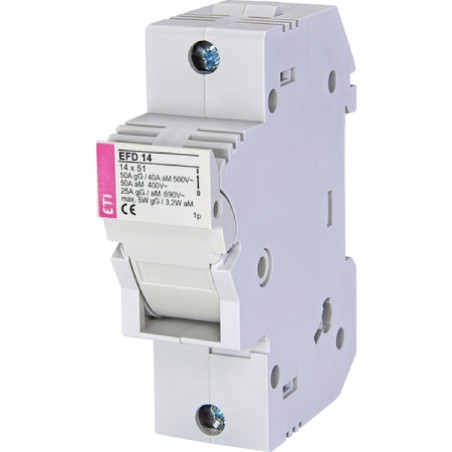 Eti EFD14-1P ,1-Faz 1-Kutup,14x51mm,50 Amper,Ray Tip,Kartuş Sigorta Yuva