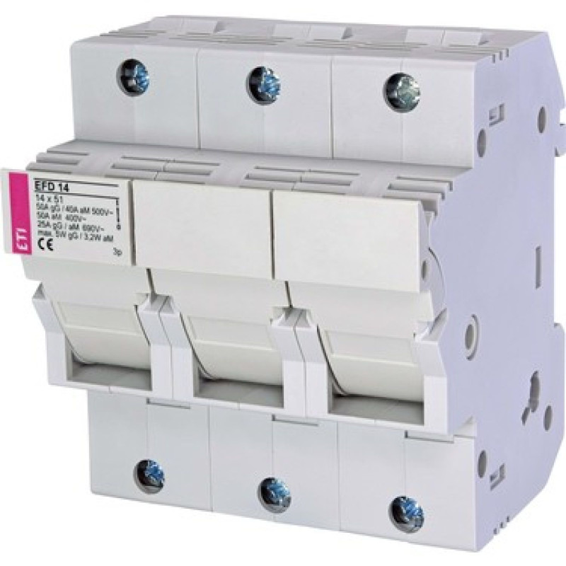 Eti EFD14-3P ,3-Faz 3-Kutup,14x51mm,50 Amper,Ray Tip,Kartuş Sigorta Yuva