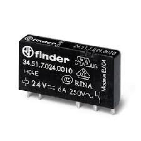 Finder 34.51.7.024.0010 ,Bobin 24vdc,Kontak-1A1K 6 Amper,5pin,Slim Röle