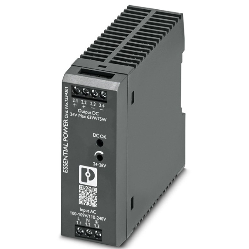 Phoenix PS-EE-2G 1AC 24DC 75W SC ,Besleme 110v..220vac,Çıkış 24vdc 3.13 Amper,Güç 75w,Ray Tip,Smps,Güç Kaynağı
