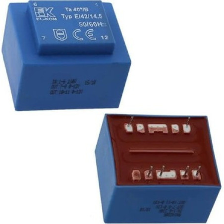 El-Kom RN142242 ,Güç 5.0va,Giriş 220v,Çıkış 2x7.5v,Pcb 6pin Trafo