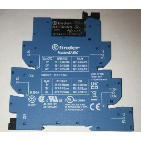 Finder F.39.11.7.024.0060-24VDC ,Bobin 24vdc,Kontak-1A1K,Slim Röle Takım