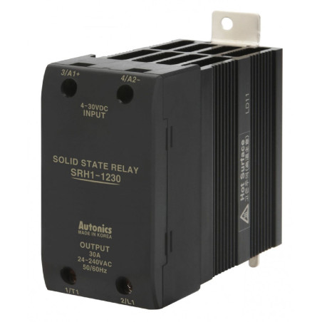 Autonics SRH1-1240-N ,Güç 1x220vac 40 Amper,Kontrol 3v..30vdc,Soğutuculu,1-Faz,Dc-Ac,Solid State Röle
