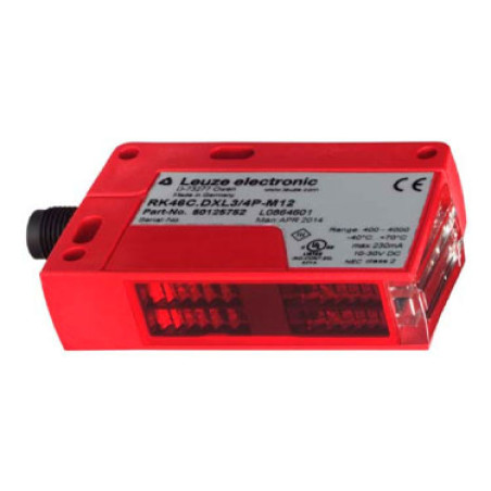 Leuze RK46C.DXL3 4P-M12 50125752 ,Ebat 76x44x21xmm,Ölçüm 4mt,Çıkış PNP-NO NC,Besleme 10v..30vdc,Soket M12 4pin,Reflektör Fotosel
