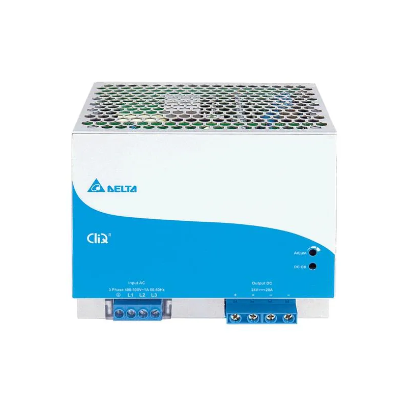Delta DRP024V480W3BN ,Besleme 3-Faz 324v..600vac,Çıkış 24vdc 20 Amper,Güç 480w,Ray Tip,Smps,Güç Kaynağı