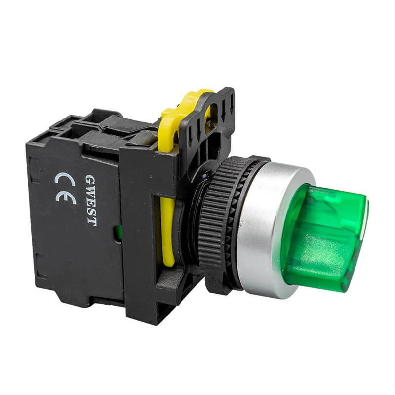 Gwest A5-20XSD ,Montaj 22mm,3-Konum Kontak-2A,Yeşil-220v Kalıcı,M22 Anahtar