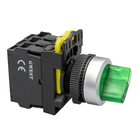 Gwest A5-20XSD-24 ,Montaj 22mm,3-Konum Kontak-2A,Yeşil-24v Kalıcı,M22 Anahtar