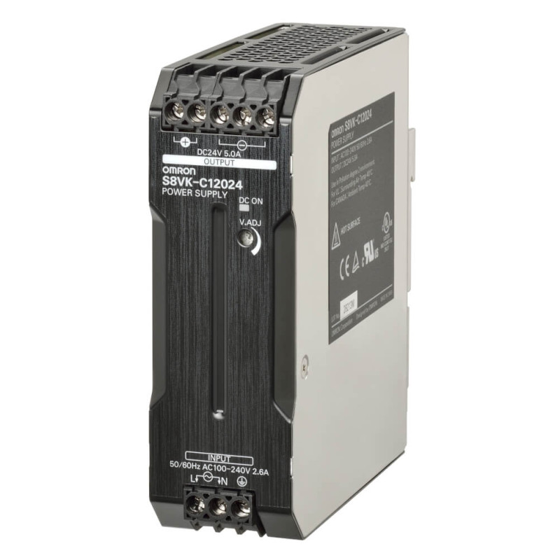 Omron S8VK-C12024 ,Besleme 110v..220vac,Çıkış 24vdc 5 Amper,Güç 120w,Ray Tip,Smps,Güç Kaynağı