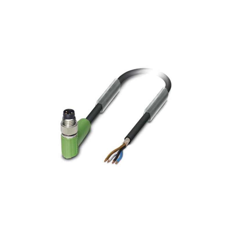 Phoenix SAC-4P-5.0-PUR,M8MRSH ,Soket Açılı M8 4pin,Erkek,4-Kablo,Pur-5mt,Blendajlı,Örgülü,Sensör Kablo