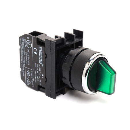Emas B101SL32Y ,Montaj 22mm,3-Konum Kontak-2A,Yeşil Yaylı,M22 Anahtar