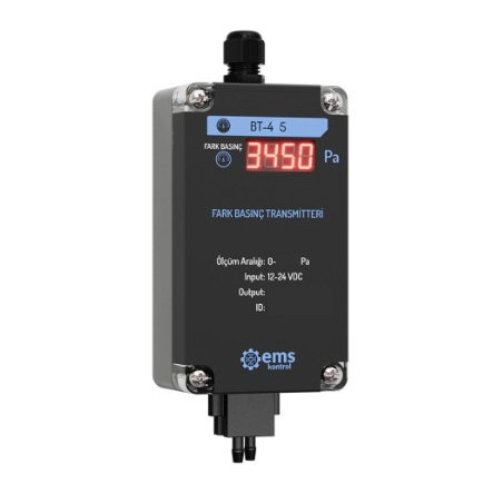 Ems BT-445 ,Besleme 24vdc,Ölçüm 0..10kPA,Çıkış 4..20mA,Ekranlı,Fark Basınç Sensör Transmitter