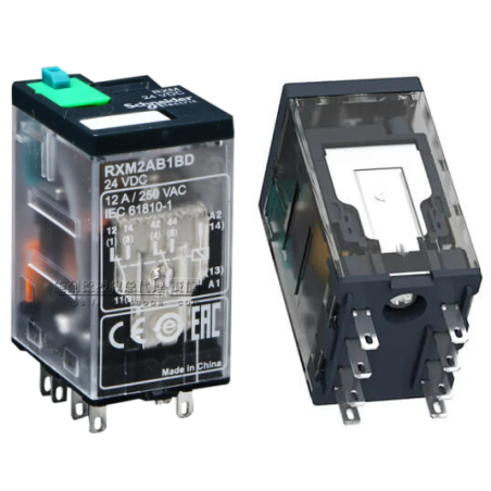 Schneider RXM2AB1BD ,Bobin 24vdc,Kontak 2A2K 12 Amper,Led,Kalın-8pin,Röle