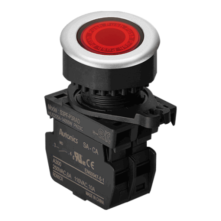Autonics S3PF-P3RADM ,Montaj 30mm,Kontak-1A,Kırmızı-24v Yaylı,M30 Buton