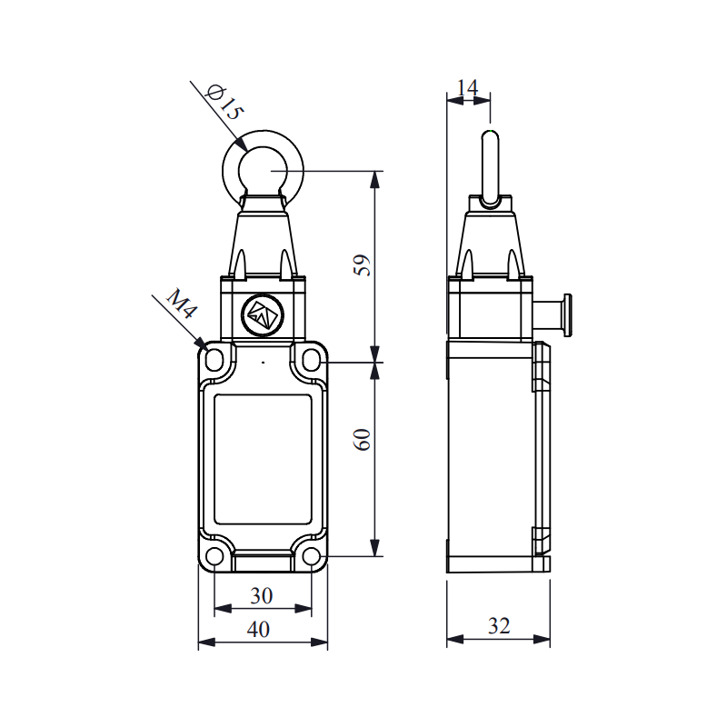 Emas L52K23HUM112 ,Metal Gövde-31x33x70mm,Kontak 1A1K,Resetli,Halat Sivic
