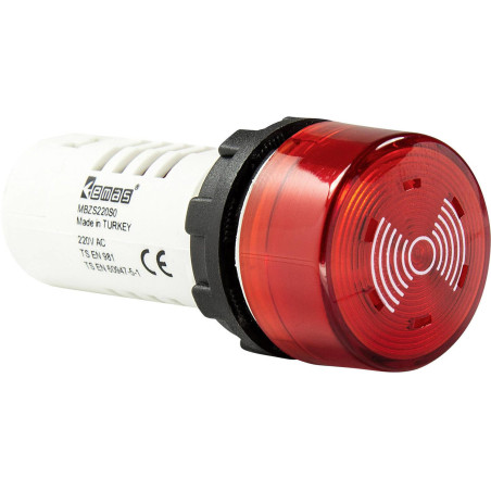 Emas MBZS024S ,Montaj 22mm,Kırmızı-24vac dc,Ses 60dB,M22 Buzzer Siren