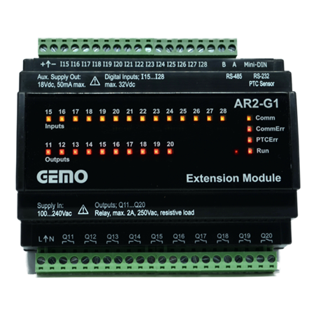 Gemo AR2-G1-230VACC-14D ,Besleme 110v..220vac,Giriş 14-Dijital,Çıkış 10-Kontak,Plc Cpu Modül