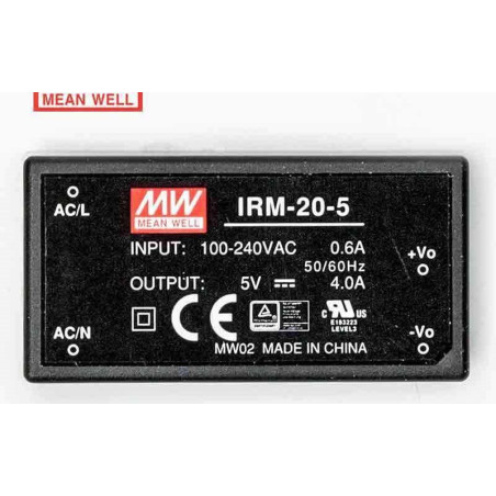 Meanwell IRM-20-5 ,Besleme 110v..220vac,Çıkış 5vdc 4.0 Amper,Pcb Güç Kaynağı