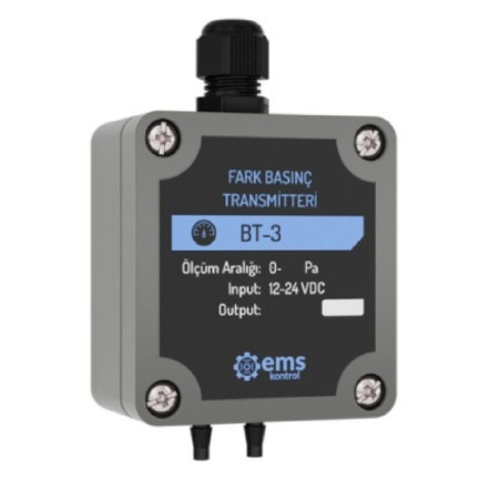 Ems BT-305-2 ,Besleme 24vdc,Ölçüm 0..2kPA,Çıkış 0..5v,Fark Basınç Sensör Transmitter