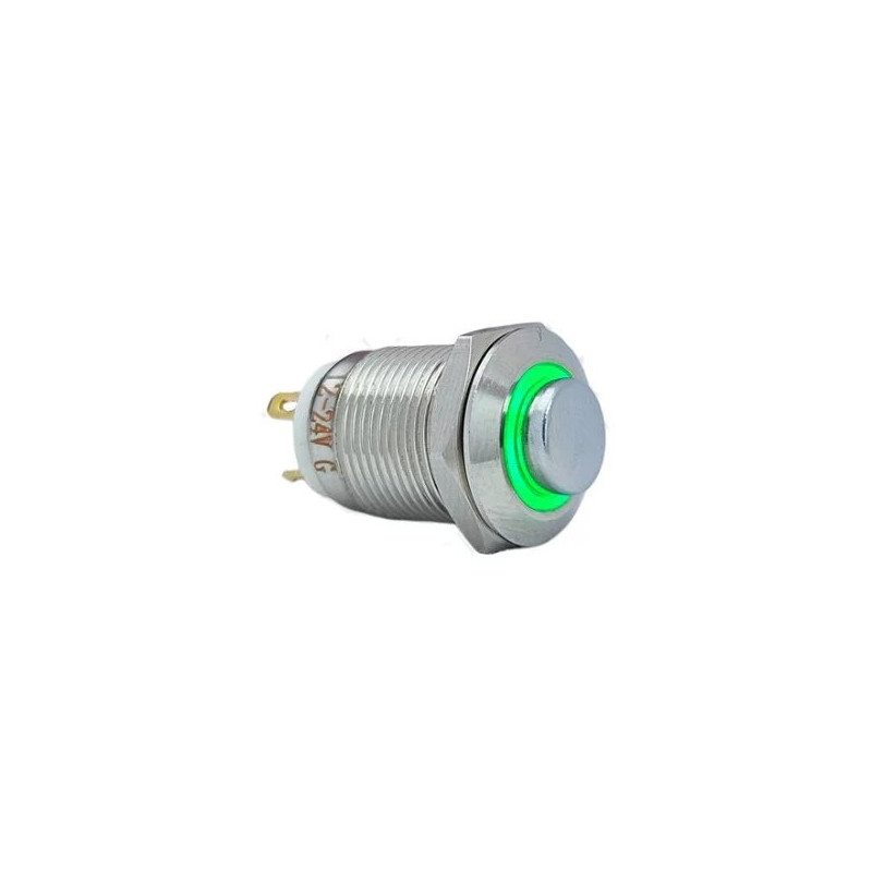Çin E12-G ,Ebat M12x16mm,Kontak-1A,Yeşil-24vdc Yaylı,M12 Metal Buton