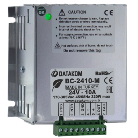 Datakom BC-2410-M ,Besleme 220vac,Çıkış 24vdc 10 Amper,Akü Şarj