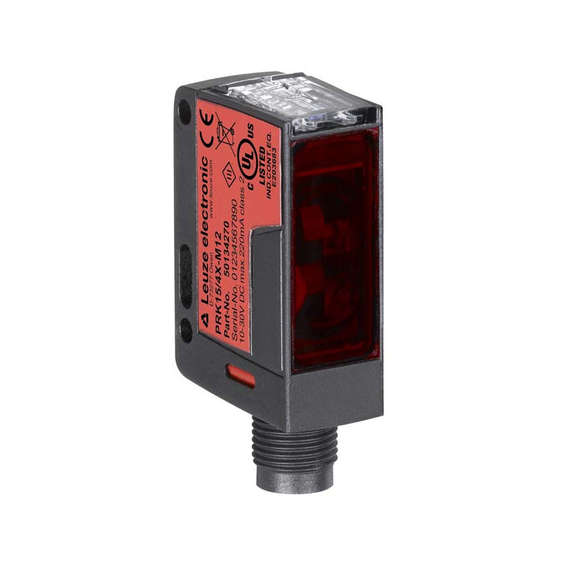 Leuze PRK15 4X-M12 50134362 ,Ebat 43x30x15mm,Ölçüm 10mt,Çıkış PNP-NO,Besleme 10v..30vdc,Soket M12 4pin,Reflektör Fotosel
