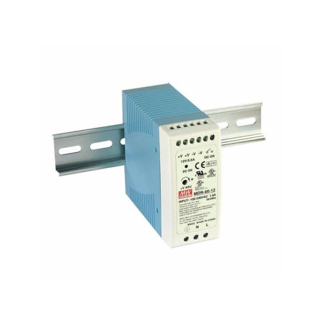 Meanwell MDR-60-12 ,Besleme 110v..220vac,Çıkış 12vdc 5 Amper,Güç 60w,Ray Tip,Smps,Güç Kaynağı