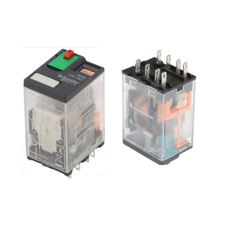 Schneider RXM2AB1P7 ,Bobin 220vac,Kontak 2A2K 12 Amper,Led,Kalın-8pin,Röle