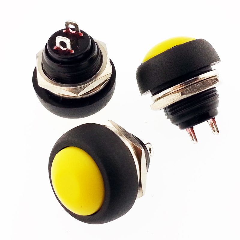 Çin DC184-SR ,Montaj 12mm,Kontak-1A,Sarı Yaylı,M12 Buton