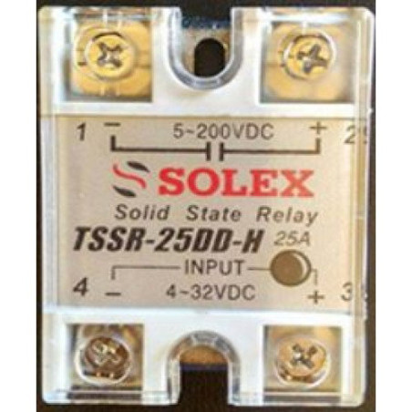 Soljex TSSR-25DD-H ,Güç 12v..250vdc 25 Amper,Kontrol 3v..30vdc,1-Faz,Dc-Dc,Solid State Röle