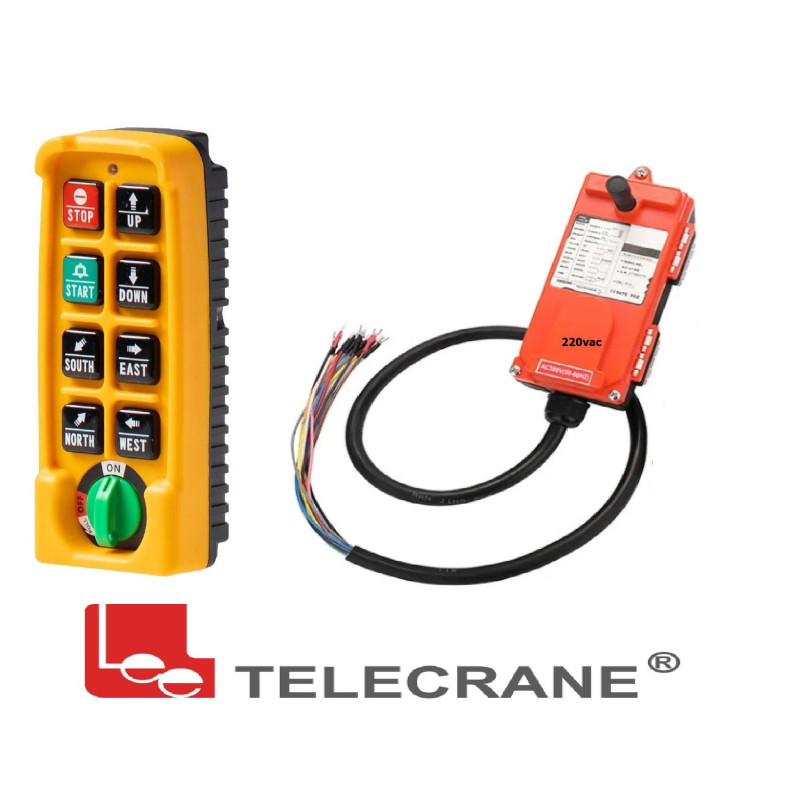 Telecrane F21-E2 ,Alıcı Besleme 220vac,6xTek Hız Buton,Vinç Kumanda Takım