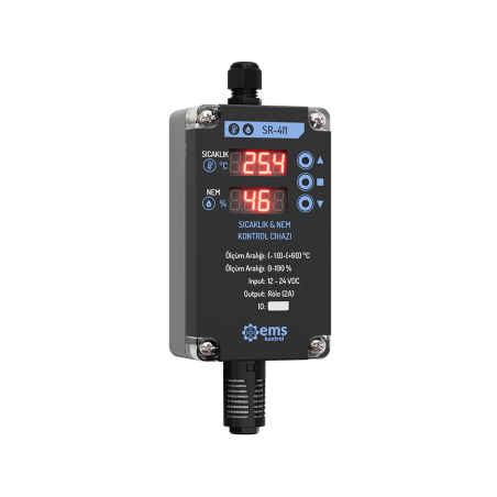 Ems SR-411 ,Besleme 24vdc,Ölçüm 60c 100,Kontak-2A,Ekranlı,Isı-Nem Kontrol