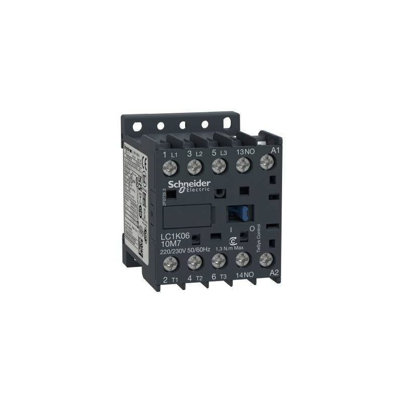 Schneider LC1K0610M7 ,Bobin 220vac,Güç 2.2kw 6 Amper,Kontak-3P 1A,Kontaktör