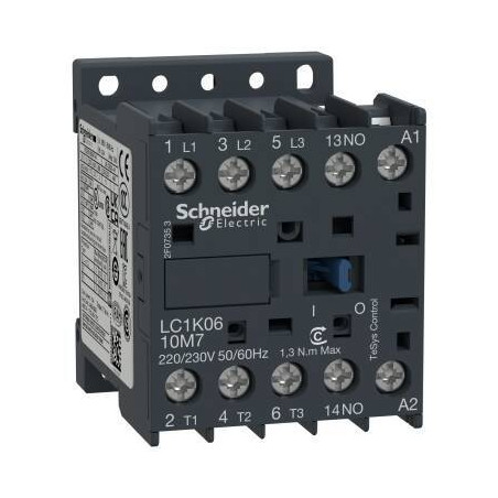 Schneider LC1K0610M7 ,Bobin 220vac,Güç 2.2kw 6 Amper,Kontak-3P 1A,Kontaktör