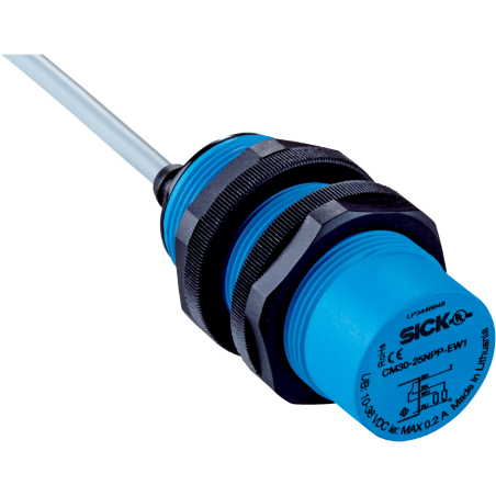 Sick CM30-25NAP-KW1 ,Ebat M30x75mm,Ölçüm 25mm,Çıkış AC-NO NC,Besleme 24v..230vac,2-Kablo,Kapasitif Sensör