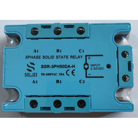 Soljex 3PH50DA-H ,Güç 3x90..600vac 50 Amper,Kontrol 3v..30vdc,3-Faz,Dc-Ac Solid State Röle