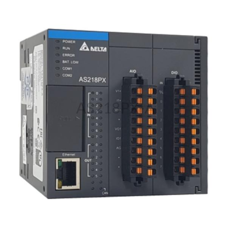 Delta AS218PX-A ,Besleme 24vdc,Giriş 8-Dijital 2-Analog,Çıkış 6-PNP 2-Analog,Ethernet,CanOpen,Hafıza 64K,Plc Cpu Modül