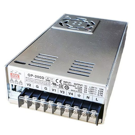 Meanwell RQ-125D ,Besleme 110v..220vac,Çıkış 5vdc 15a 12vdc 4a 24vdc 3a -12vdc 0.7a,Güç 200w,Smps,Güç Kaynağı