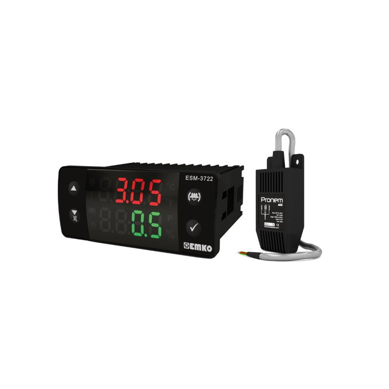 Emko ESM-3722.56602 0101 1660 ,Ebat 77x35mm,Besleme 220vac,Sensör PMI-P,Çıkış Kontak-3A SSR,Kuluçka Kontrol