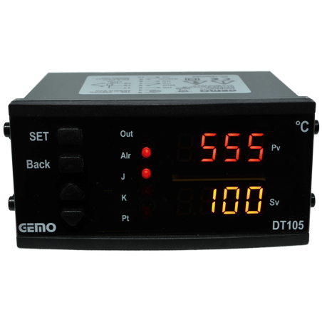 Gemo DT105AX-230VAC-R ,Ebat 96x48mm,Besleme 110v...220vac,Sensör PT100 TC,Çıkış Kontak-2A2K,Isı Kontrol Termostat