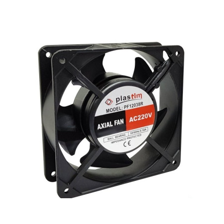 Plastim PF12038R ,Ebat 120x38mm,Besleme 220vac 0.14A 26W,Hava 153-Cfm,Rulmanlı,2-Kablo Fan