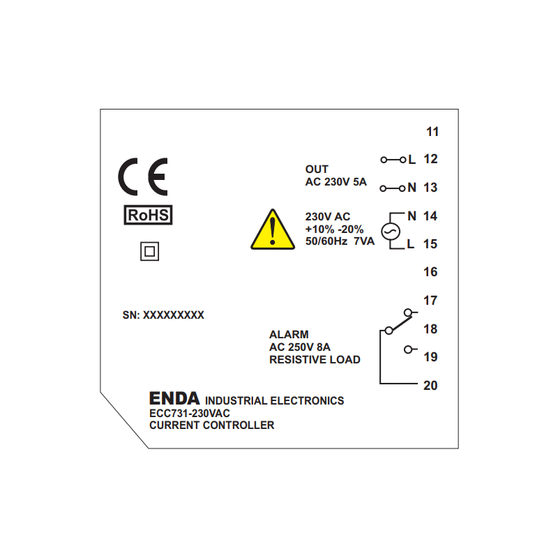 Enda ECC731-230V ,Ebat 72x72mm,Besleme 220vac,Çıkış 0..5A,Akım Kontrol