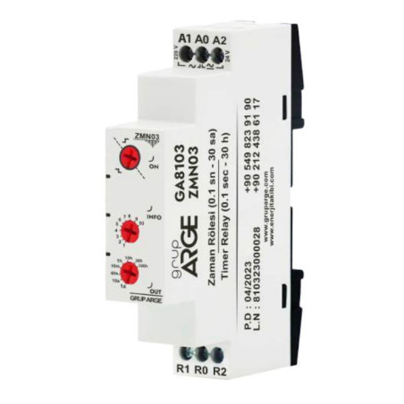 GrupArge ZMN03 ,Ray Dın,Besleme 24v..220vac dc,Kontak-1A1K,30-saat Zaman Röle