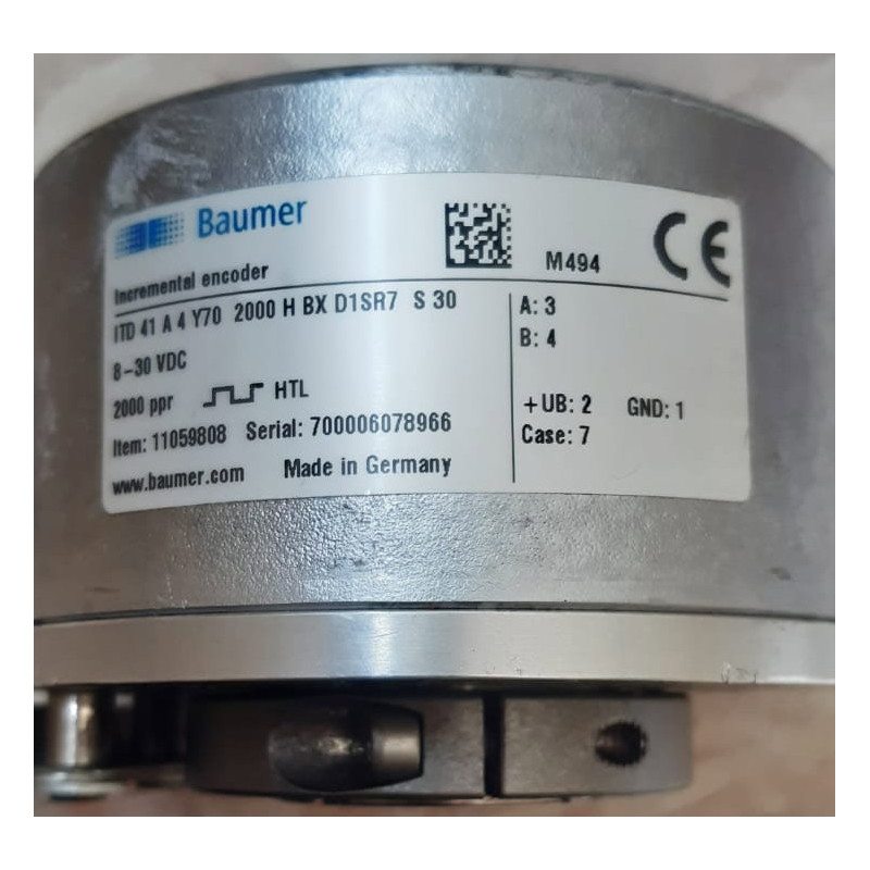 Baumer ITD41A4Y70-2000HBX-D1SR7S30 ,Gövde 80mm,Delik 30mm,Besleme 8..30vdc,Çıkış 2-HTL,2000 Pals,Soket M16 7-Pin,Enkoder