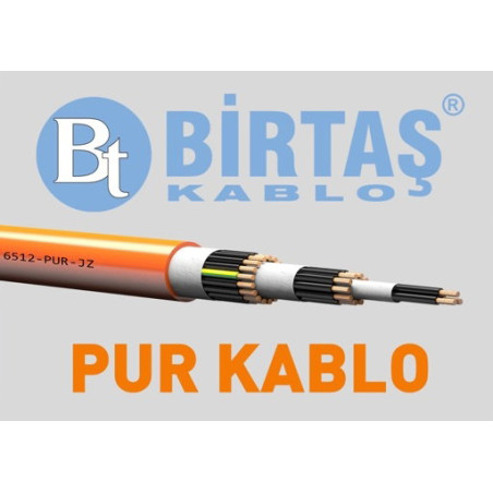 Birtaş EF6512-PUR-7x0.50 ,Kesit 0.50mm ,7-Damar Çok Telli,Ağırşart Hareketli,1mt PUR Kablo