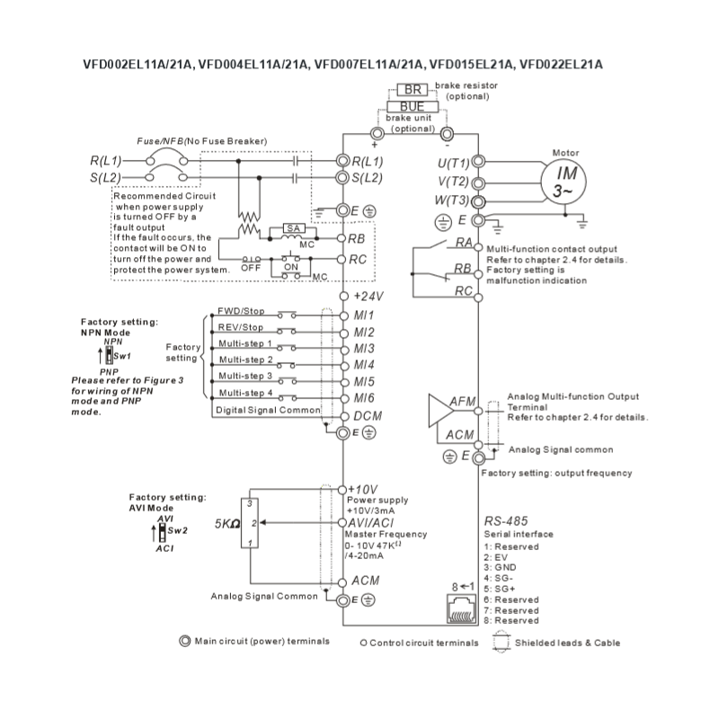 Delta VFD004EL21A ,VFD-EL,Güç 0.4kw 220vac,1 Faz MonoFaz,Ac Motor Sürücü Inverter