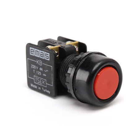 Emas KB12RK ,Montaj 22mm,Kontak-1K,Etanj Kırmızı Yaylı,M22 Buton
