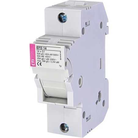 Eti EFD14-1P ,1-Faz 1-Kutup,14x51mm,50 Amper,Ray Tip,Kartuş Sigorta Yuva