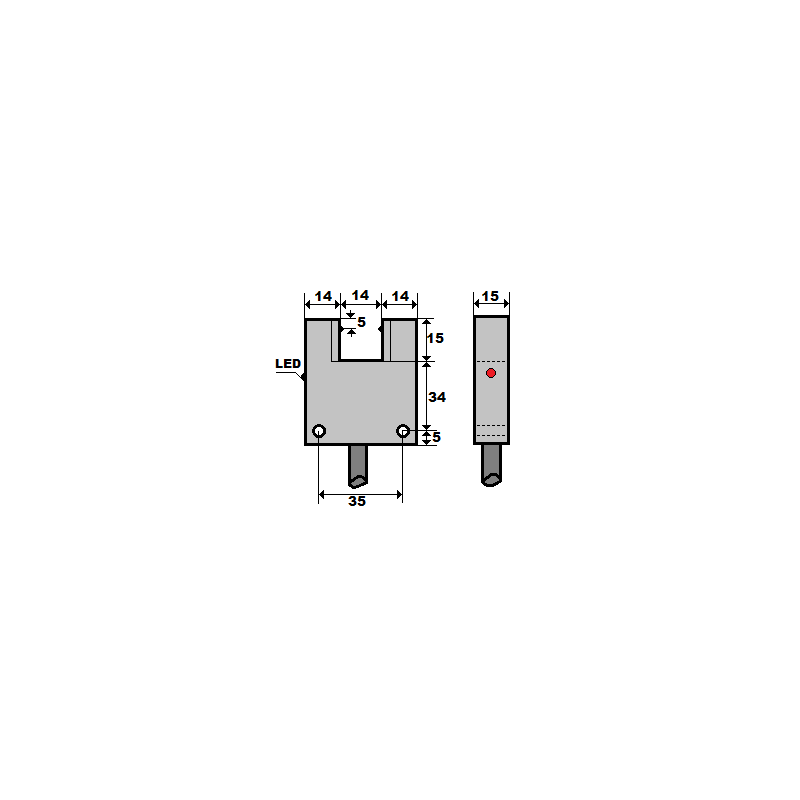 Mefa İF16-Y16-PK ,Ebat 54x42x15mm,Ölçüm 14mm,Çıkış PNP-NC,Besleme 10v..30vdc,3-Kablo 1mt,Çatal İplik Sensör